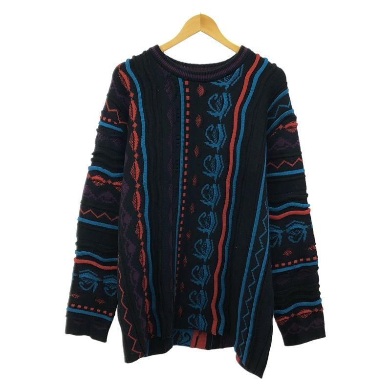 S YTE Yohji Yamamoto Bulky Wool 3D Multi-Color Pullover Knit 3 ネイビー UV-K10-613 ヨウジヤマモト 66