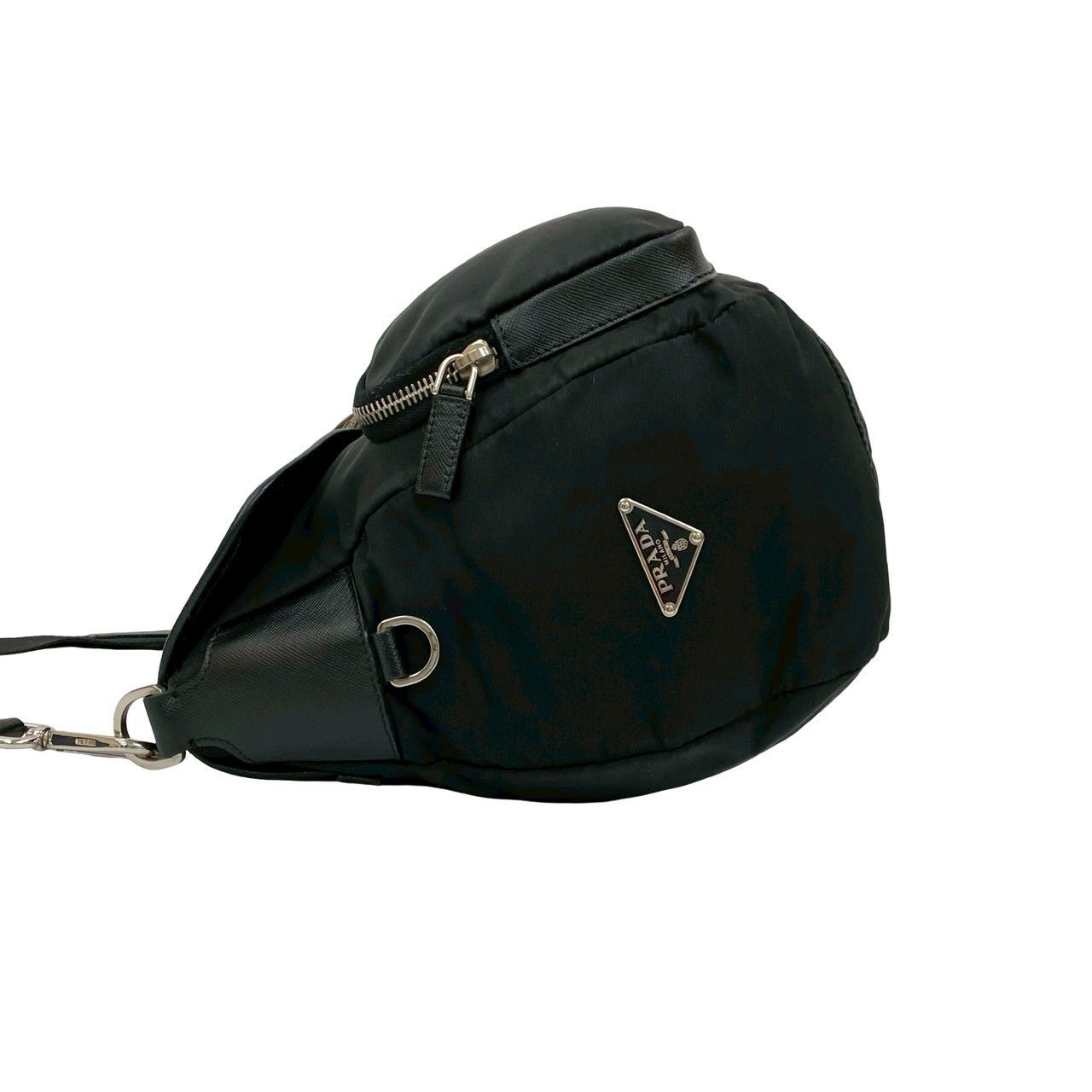 極 美品 PRADA プラダ 三角ロゴ 金具 ナイロン サフィアーノ