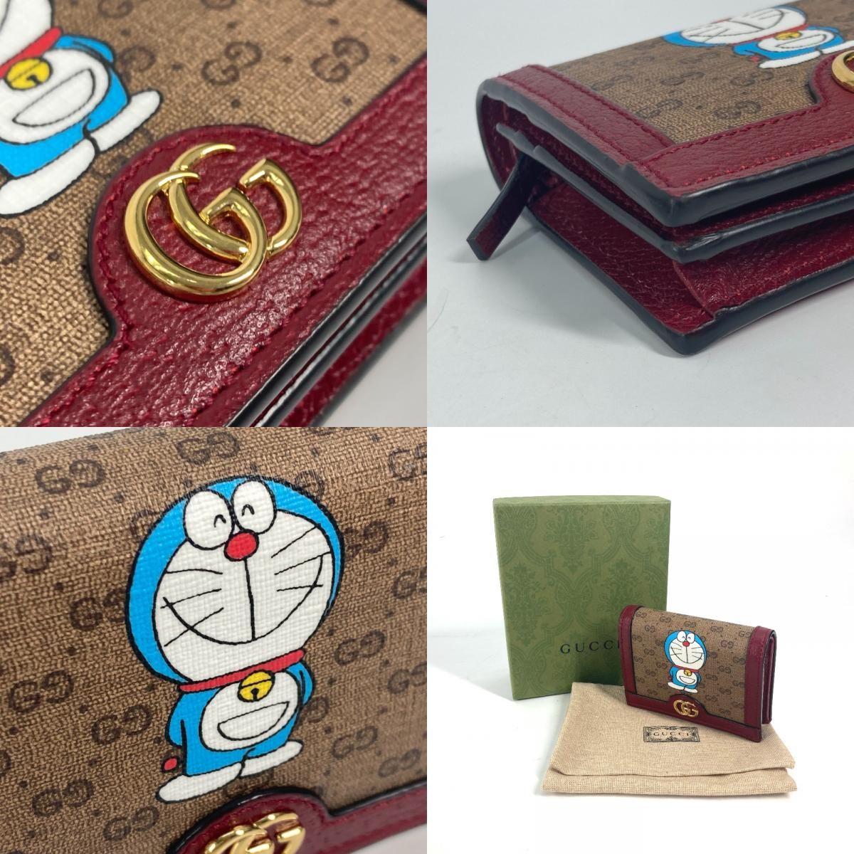 グッチ ドラえもん コラボ 美品 ミニGGスプリーム 二つ折り財布 647788 GUCCI グッチ 2つ折り財布 ドラえもん コラボ 647788 GGスプリーム