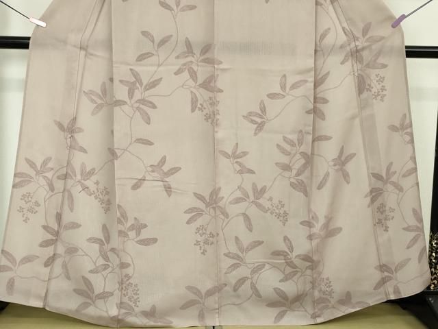 平和屋本店□極上 小紋 無双 紗×絽 南天枝葉文 薄柿色地 逸品