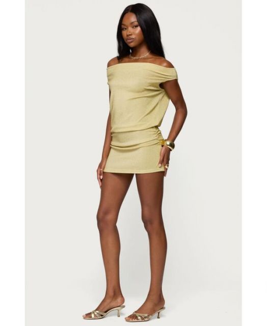 送料無料 アディクテッド レディース ワンピース トップス Womens Eris Metallic Off Shoulder Mini Dress G WWW_WOWDIGSITE_COM