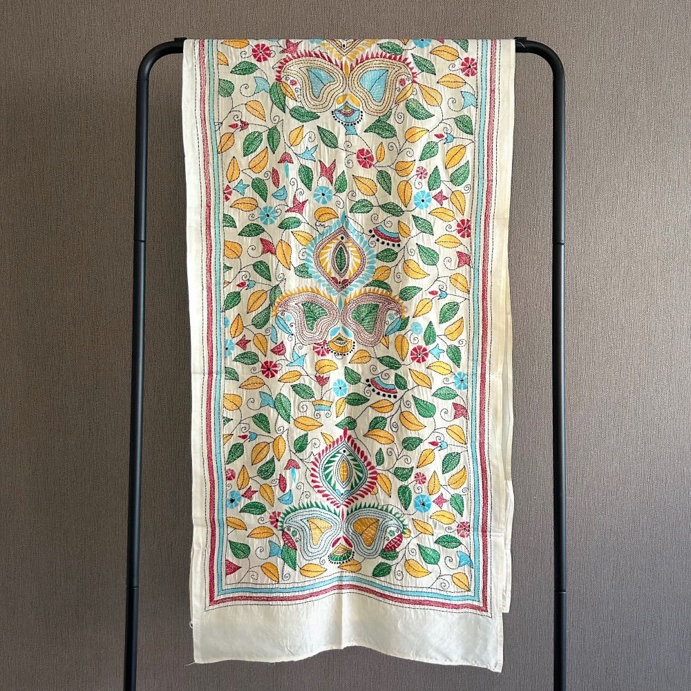 カンタ刺繍 ノクシカタ 手刺繍 シルクストール ボタニカル