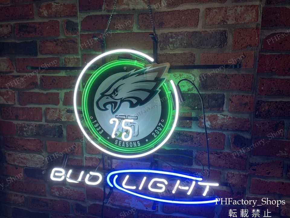 看板 ネオンサイン BUD LIGHT Philadelphia Eagles 75th ネオン