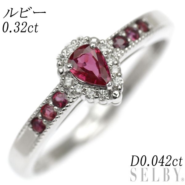 Pt900 ルビー ダイヤモンド リング 0.32ct D0.042ct - メルカリ