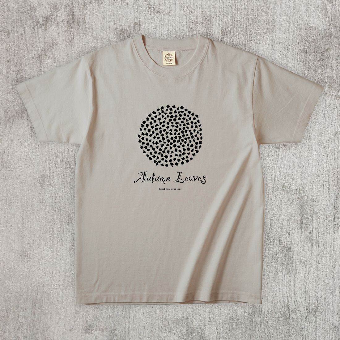 グラフィックTシャツ　Autumn Leaves Mono / Black