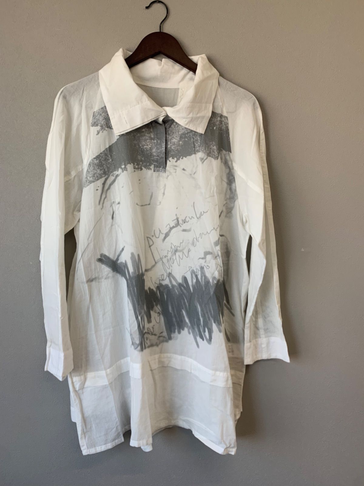 美品 m_mefu コットンボイル 切替デザイン ブラウス 長袖 センソユニコ