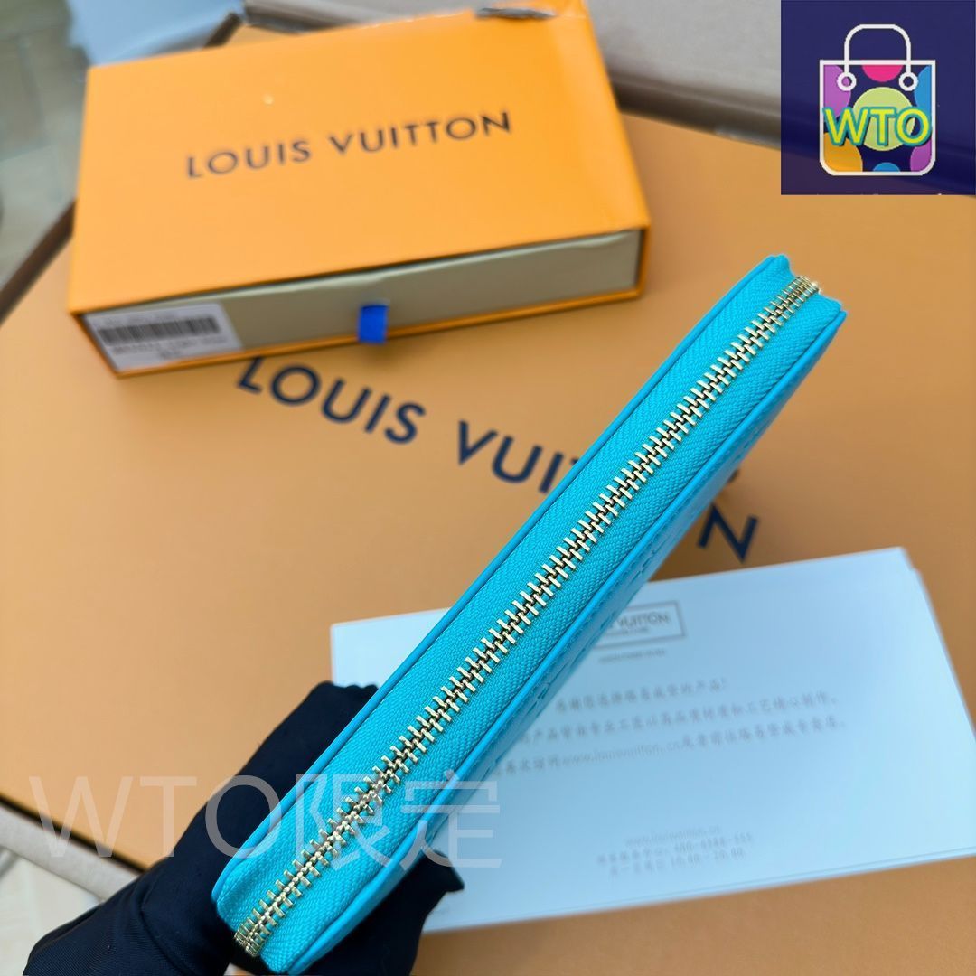 Louis Vuitton エンボスロゴ 長財布 グレー LVルイ・ヴィトン/財布はパッドMonogramエンボス模様の小羊の皮