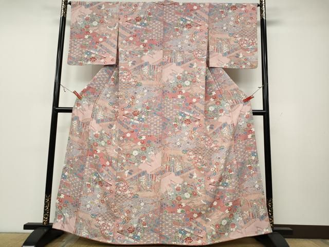 平和屋着物○上質な小紋 雲重ね鳳凰花蝶文 正絹 逸品 CAAZ2464ut