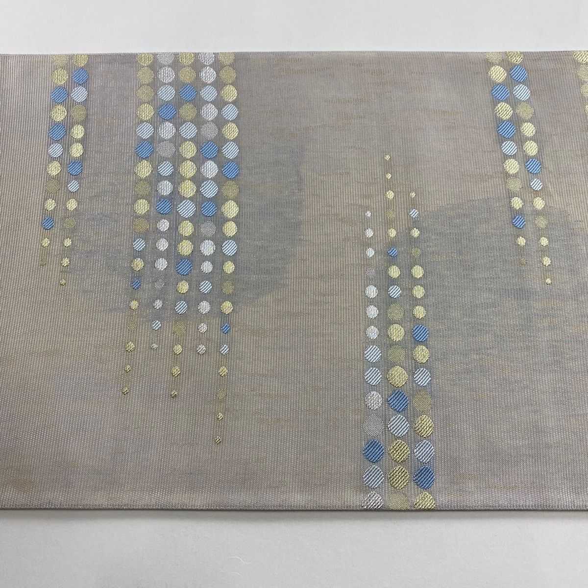袋帯 美品 秀品 鴛鴦 桜 箔 銀糸 灰茶 六通 正絹 【中古】