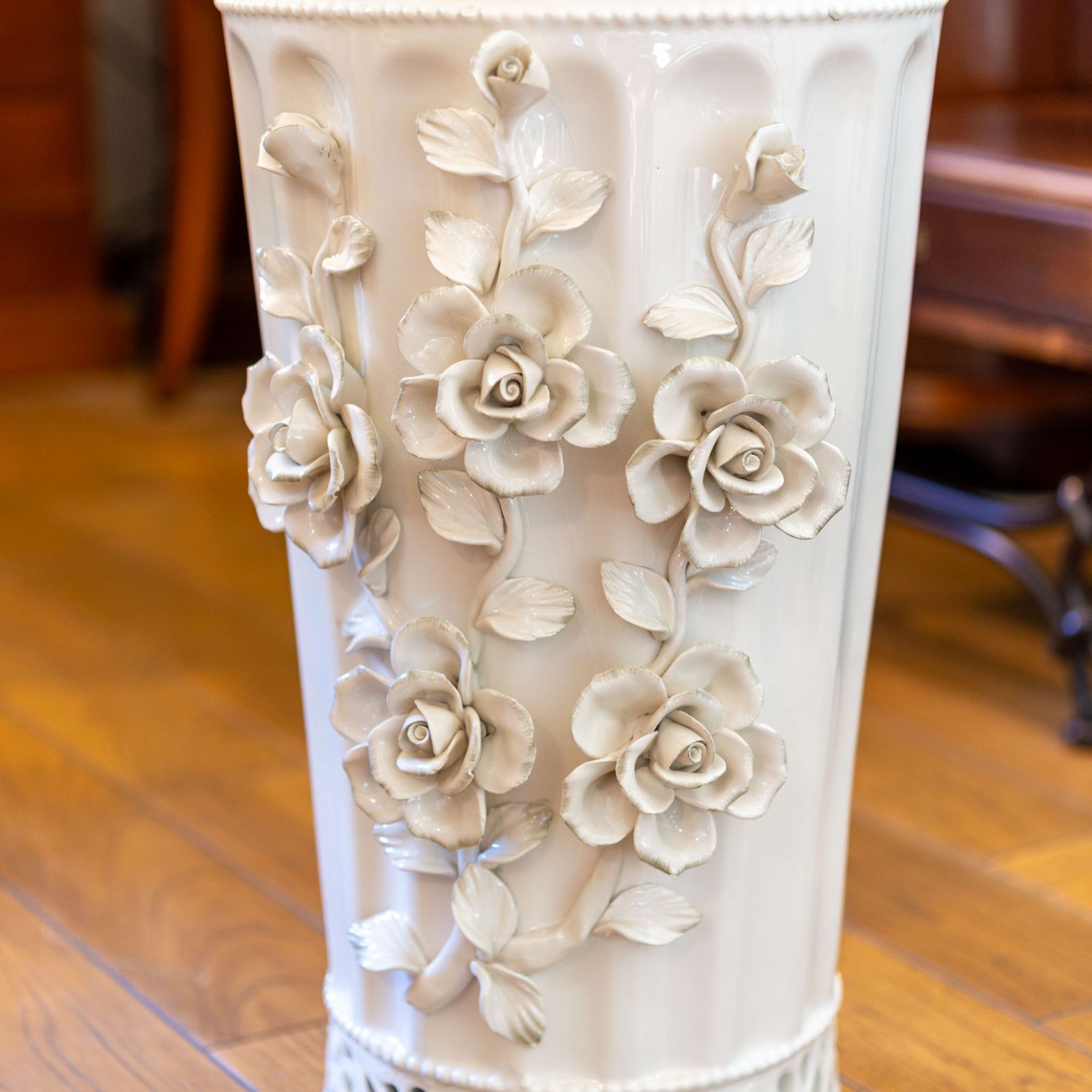 ローズ陶花付き傘立て