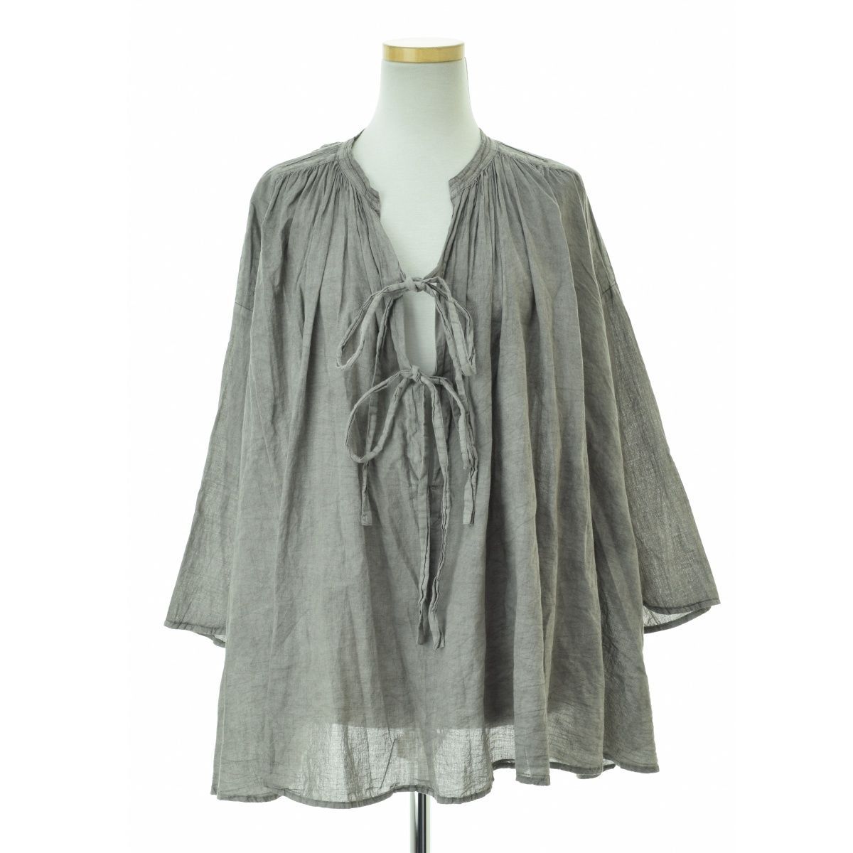 pasdecalais】22SS 6349 ベンガラ染め 80ローン サーキュラーブラウス  