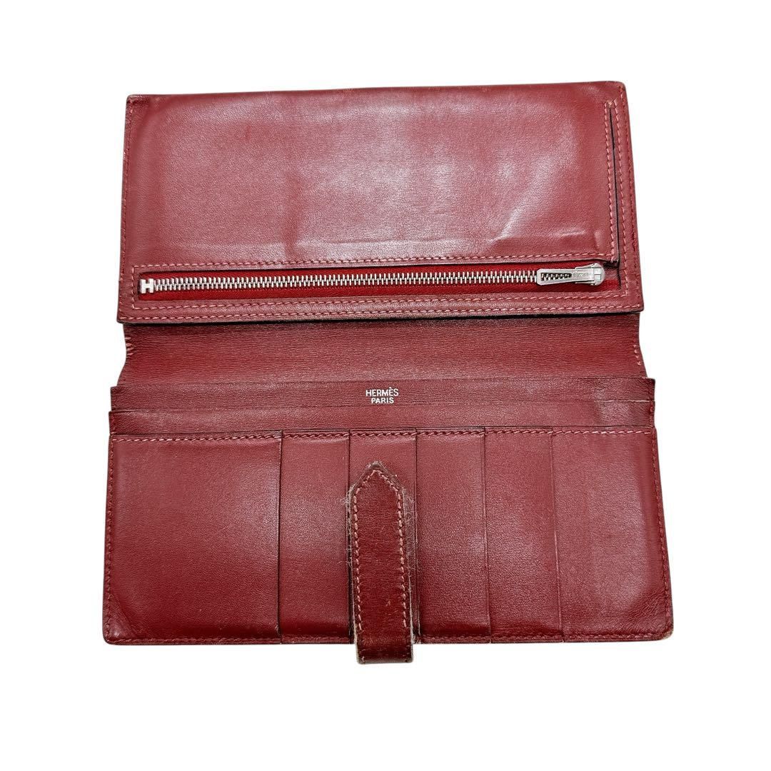 エルメス ボックスカーフ ベアンクラシック 長財布 HERMES