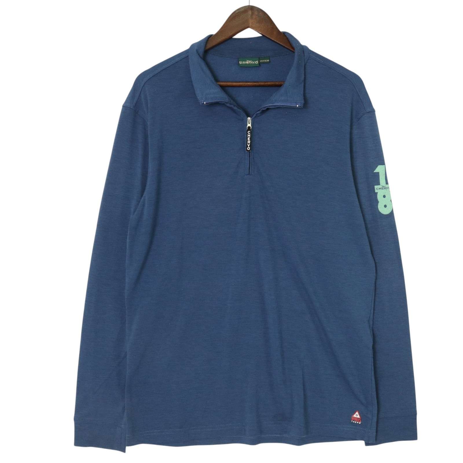 サイズ：46 CHERVO シェルボ  長袖ハーフジップTシャツ  グレー系 [240101449074] ゴルフウェア メンズ ストスト DRYストレッチハーフジップカットソー ゴルフ ゴルフシャツ