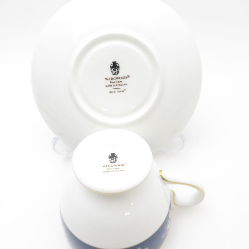 美品 WEDGWOOD ウェッジウッド ブルーサイアム カップ＆ソーサー 2客 ペア ティー コーヒー SO1539D