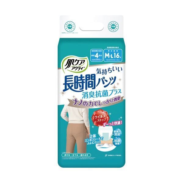 日本製紙クレシア 肌ケア アクティ 長時間パンツ 消臭抗菌プラス M-L 1セッ