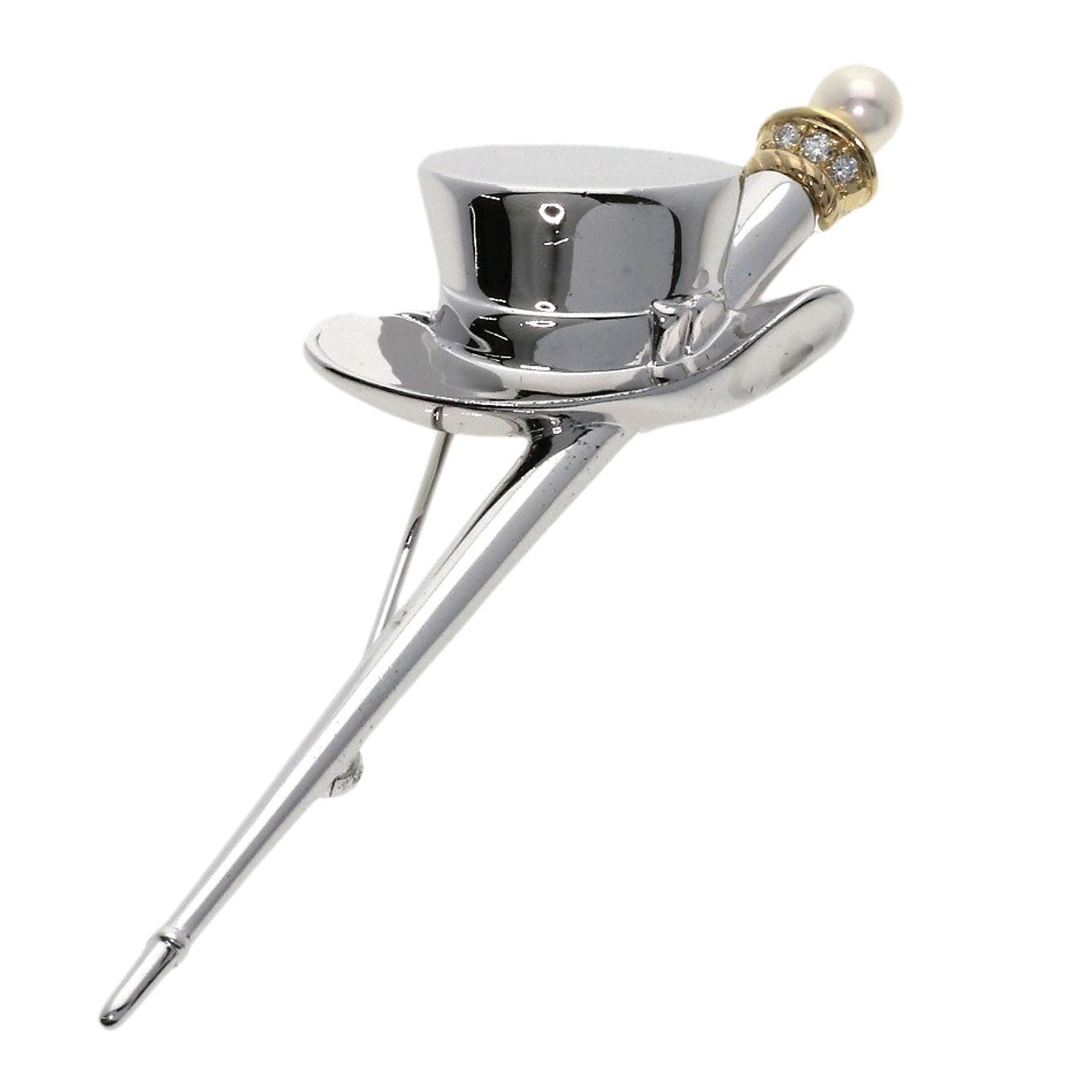 MIKIMOTO ミキモト 帽子モチーフ パール 真珠 ダイヤモンド ブローチ  