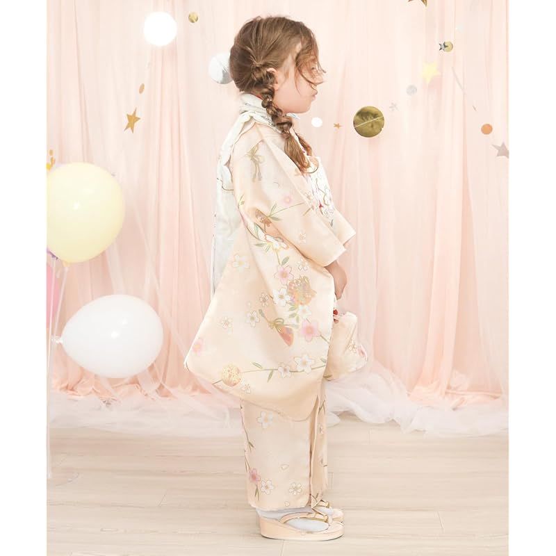 【❤️即購入OK‼︎❤️】KYOUETSU3歳七五三着物フルセット淡橙の秋桜くすみA 新品】KYOETSU 七五三 3歳着物コンプリートセット 淡紫の夜桜