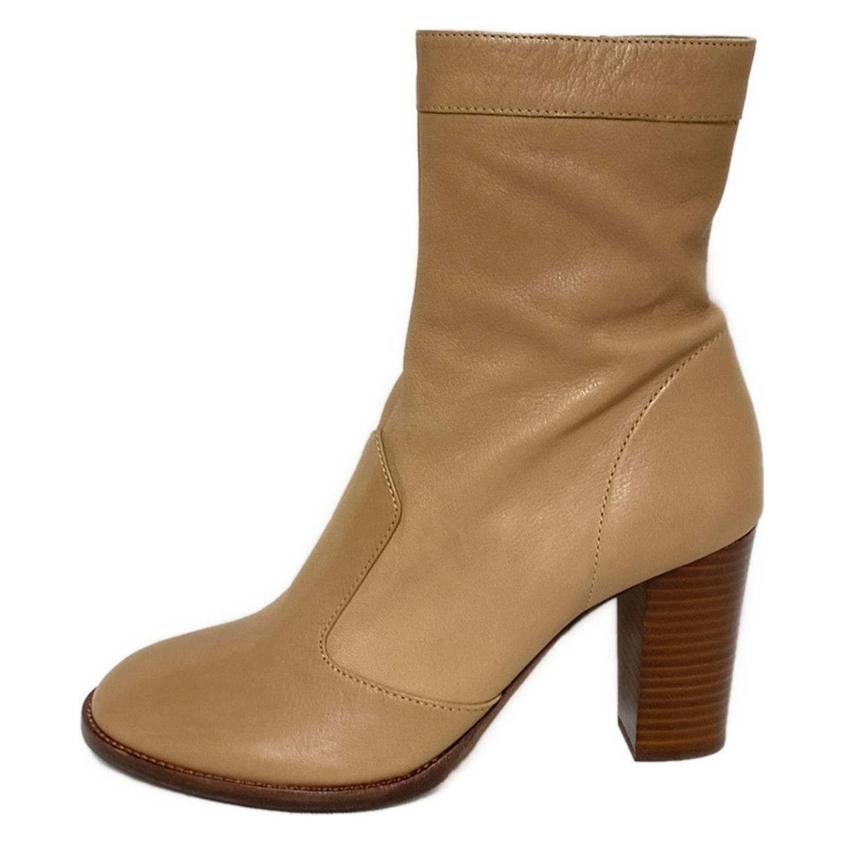 MARC JACOBS マークジェイコブス ショートブーツ 38 レディース - ベージュ レザー