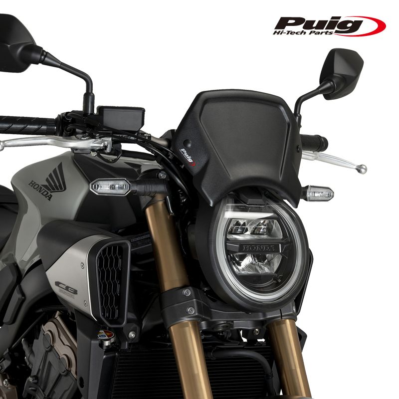 Puig 21963N ALUMINIUM FRONTAL PLATE BLACK HONDA CB650R NEO SPORTS CAF? 24-25 プーチ フロントパネル ゼッケンプレート