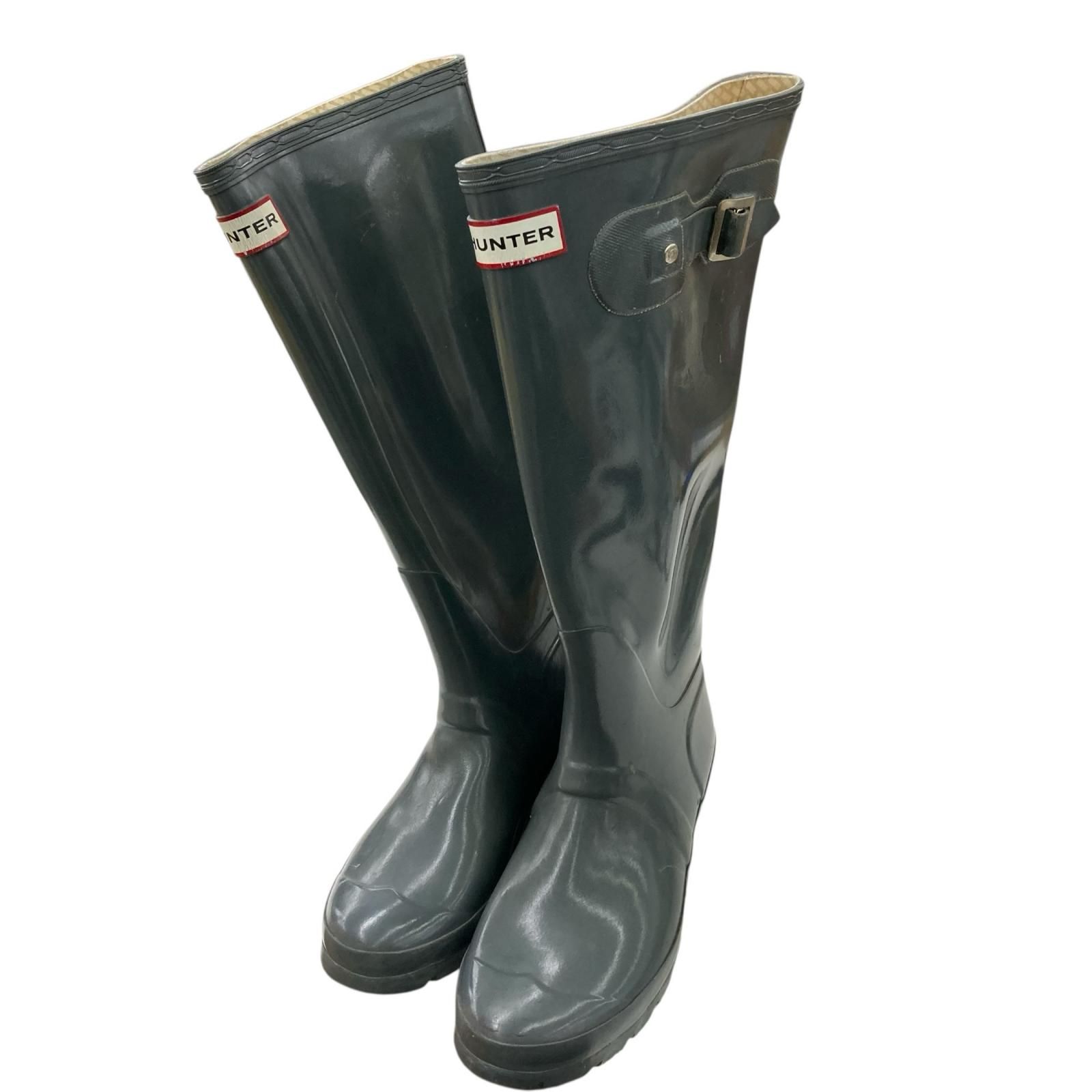 180101 現状品 HUNTER ハンター レインシューズ 24cm グレー レディース