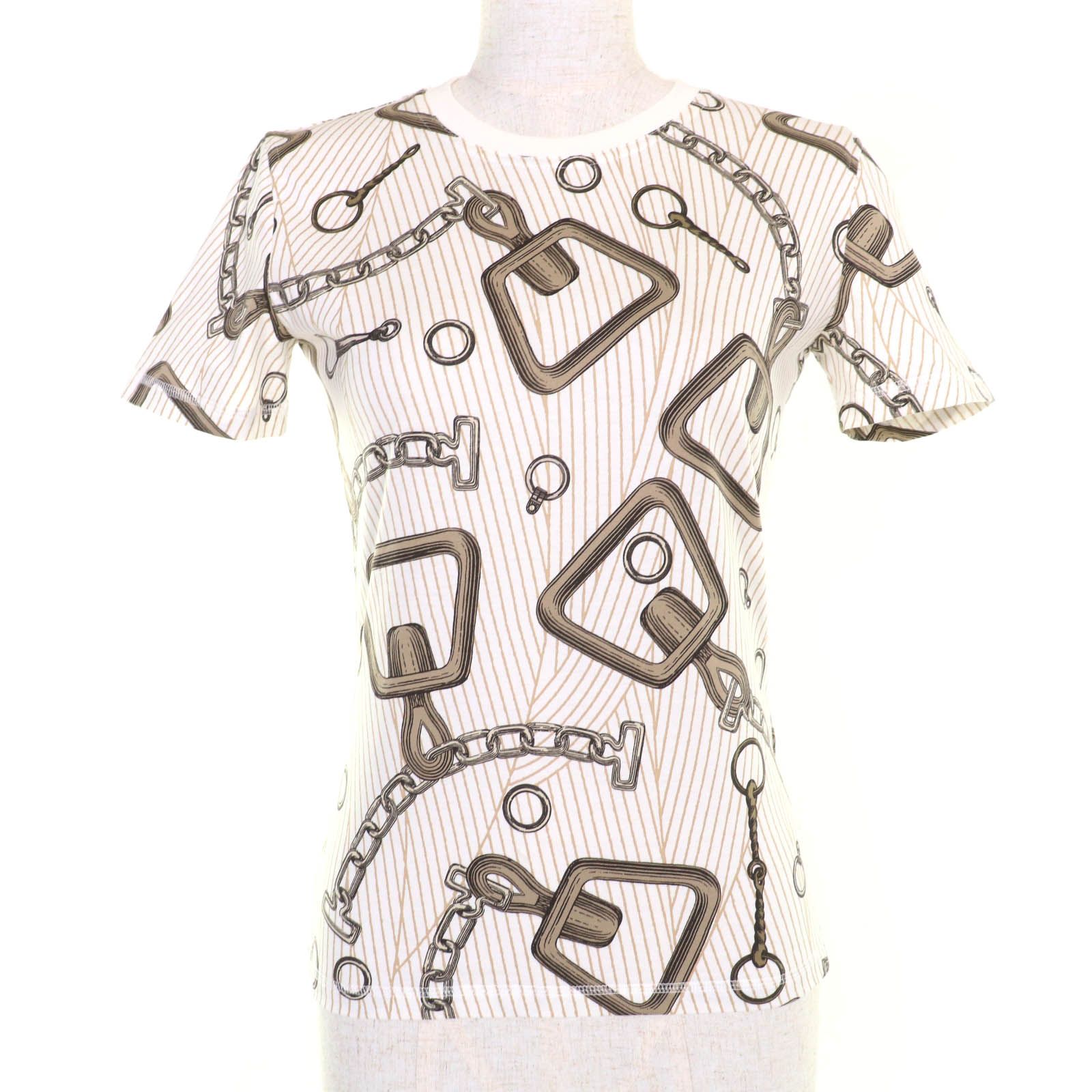 極美品☆HERMES エルメス 24SS 4H4648DH カレイドスコープ・エフェクト コットン 半袖Ｔシャツ ブラウン系 34 イタリア製 レディース 極美品☆HERMES エルメス 24SS 4H4648DH カレイドスコープ・エフェクト