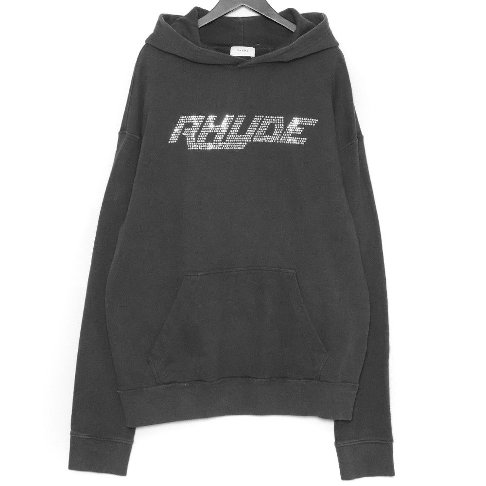 RHUDE スワロフスキーラインストーンロゴスウェットパーカー Lサイズ 