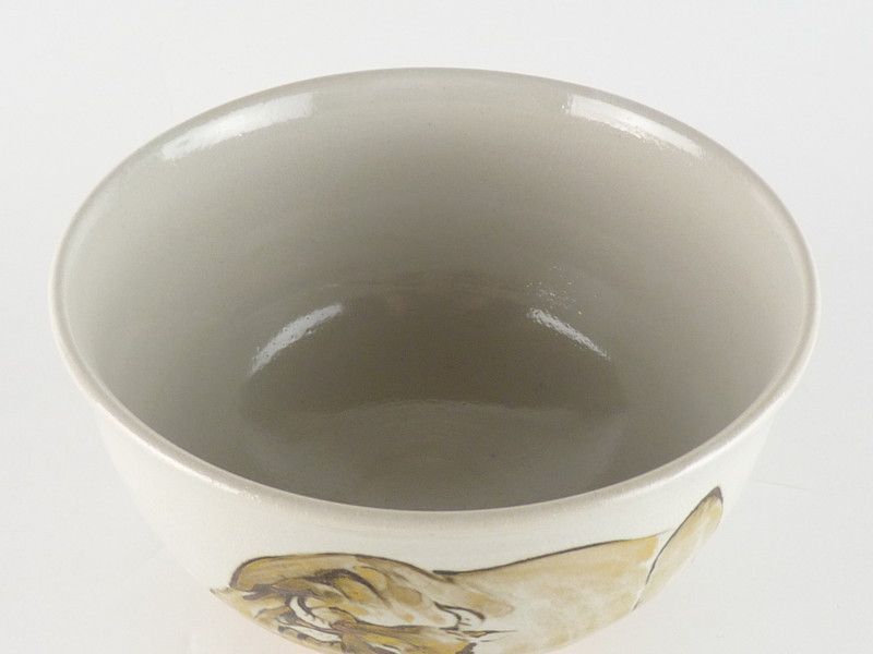 清宮】三浦竹軒「牛図 茶碗」共箱 幅 約13cm 高さ 約7.5cm 干支