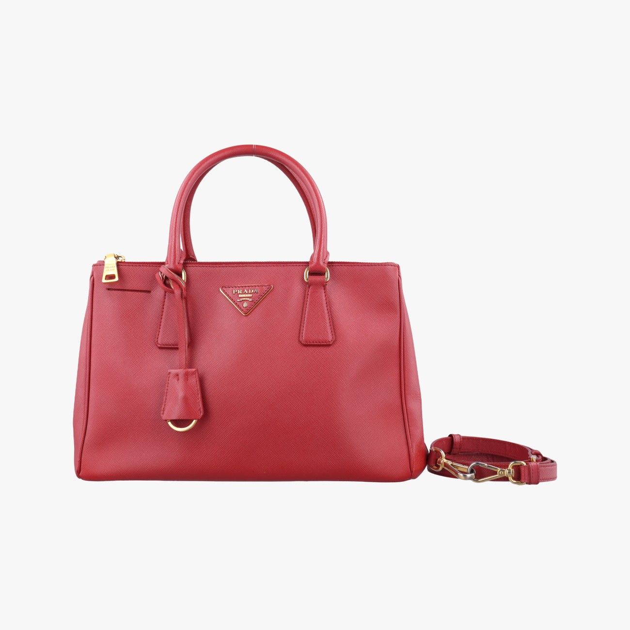 黒*ィ様 PRADA ガレリア　サフィアーノレザー　レッド プラダPradaガレリアレッドサフィアーノレザーBN1801117 - メルカリ