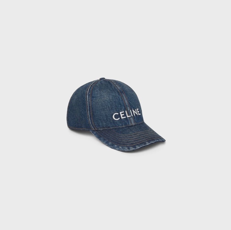 新品 CELINE セリーヌ キャップ 帽子 デニム ブルー