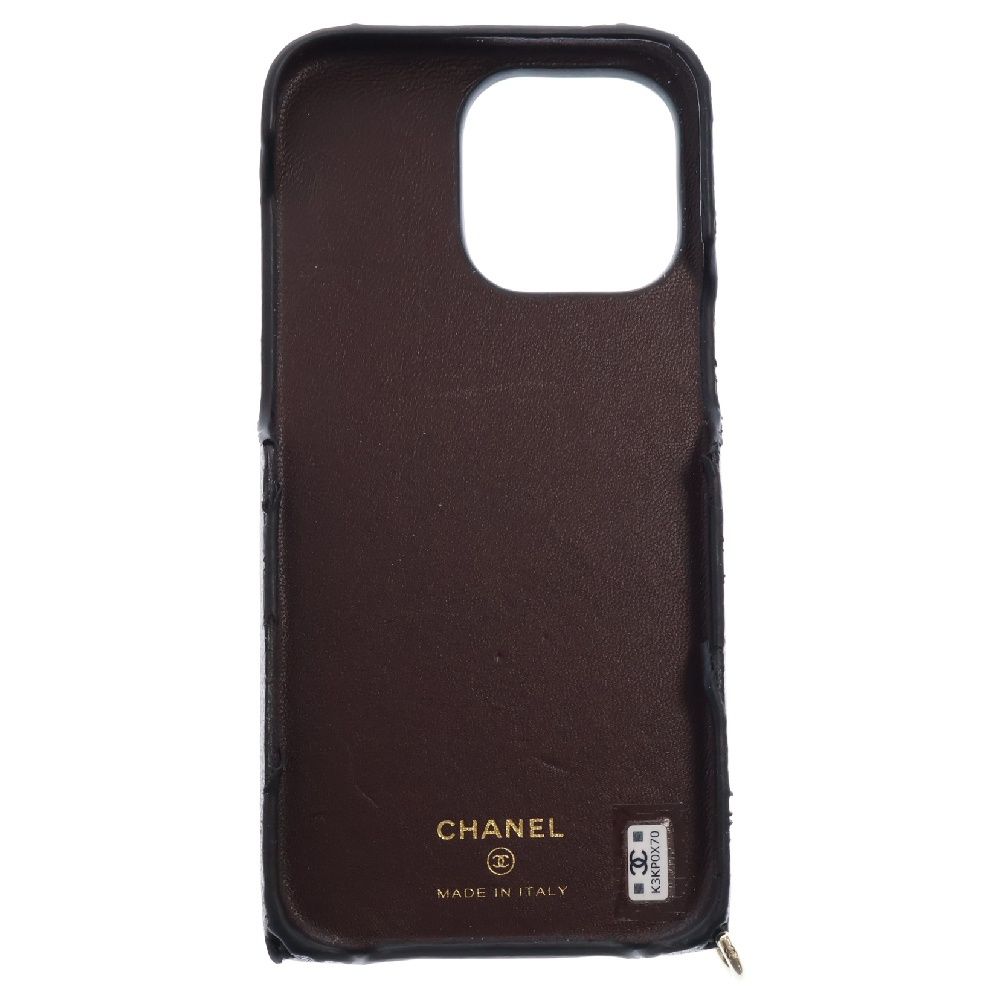 CHANEL (シャネル) iPhone15 PRO MAX キャビアスキン マトラッセ ココ