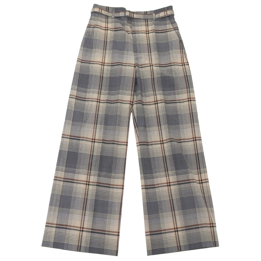 MARNI マルニ ベルト付き チェックワイドパンツ ボトムス レディース グレー系 40 24年 PAMA0503NS UTP767 40