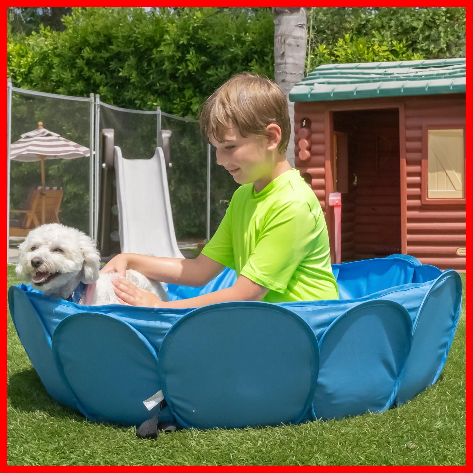 キッズプール 猫や子犬のシャワースパ 折りたたみ 犬用バスタブ ポータブル 室内外で使用 ペット用スイミングプール ボールプール 107cm×30cm Leedor 特許出願中