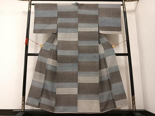 平和屋着物●上質な小紋 横段文 正絹 AABC1775ph