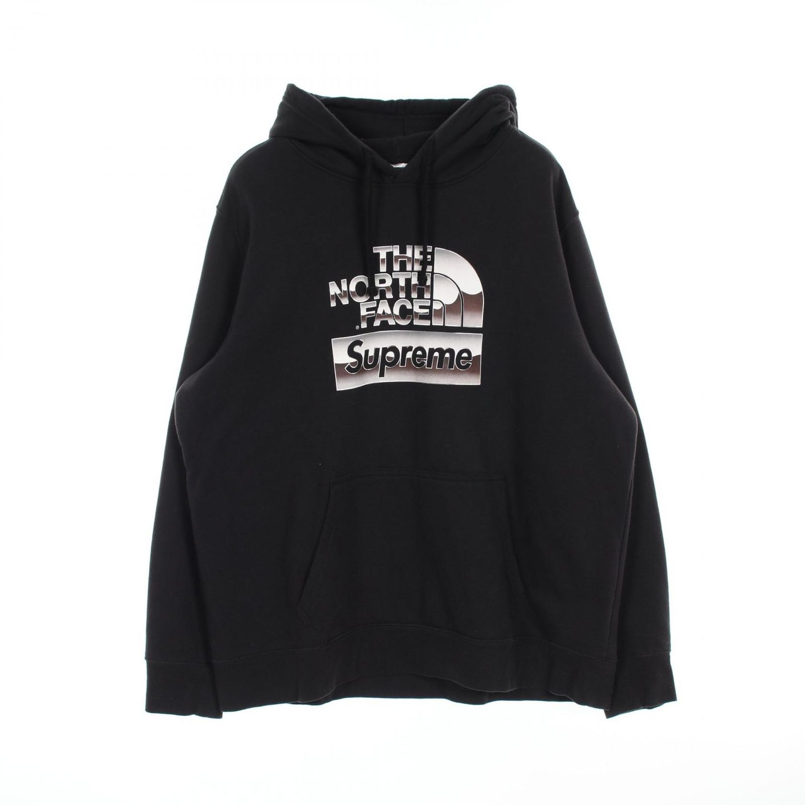 シュプリーム Supreme パーカー Supreme × THE NORTH FACE メタリックロゴ ブラック コットン パーカー メンズ Used B