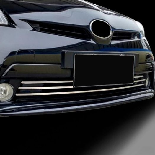 プリウス30系 中網飾り フロントバンパー フォグランプ付き対応 銀色 メッキグリル カバー ガーニッシュ ドレスアップ