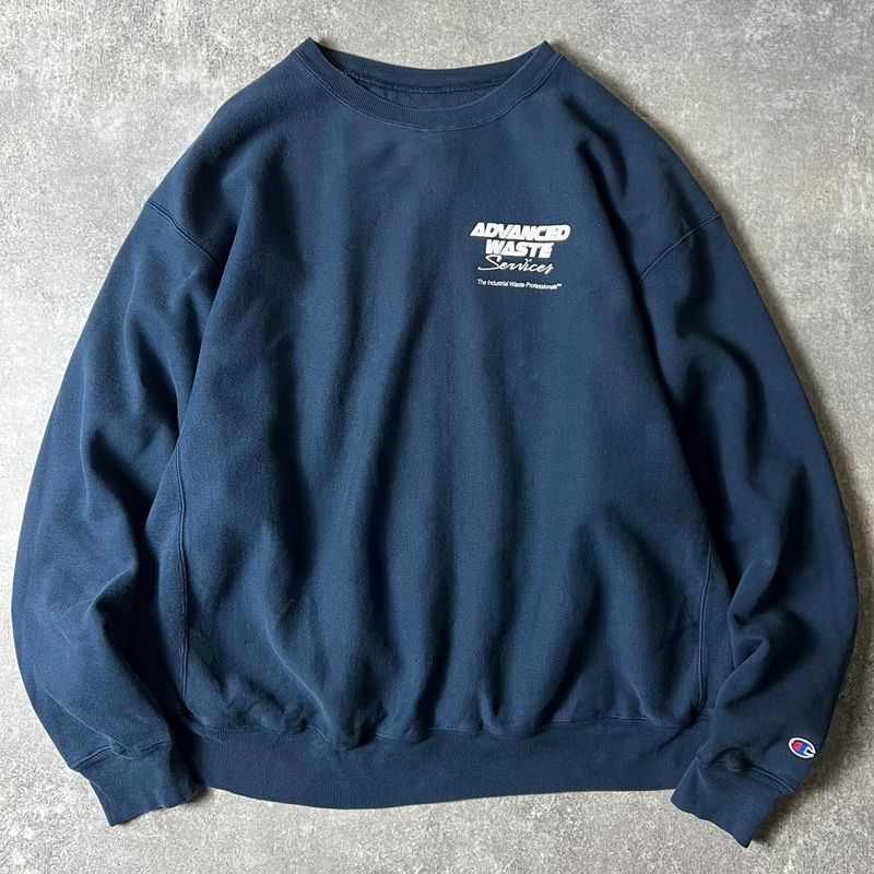 00s Champion 企業 ロゴ プリント プレミアム リバースウィーブ スウェット トレーナー XXL / 00年代 オールド チャンピオン ネイビー