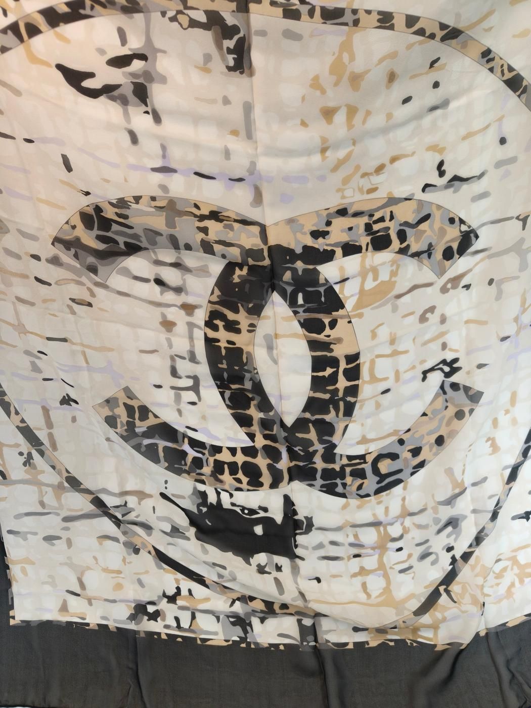 【有名人着用◆ポイントCCマークが可愛い♪】CHANEL スカーフ CHANEL シャネル スカーフ ココマーク シルク 黒 アイボリー