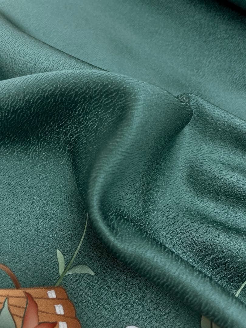 付け下げ 紋意匠 ストレートグリーン色 正絹 反物 - メルカリ