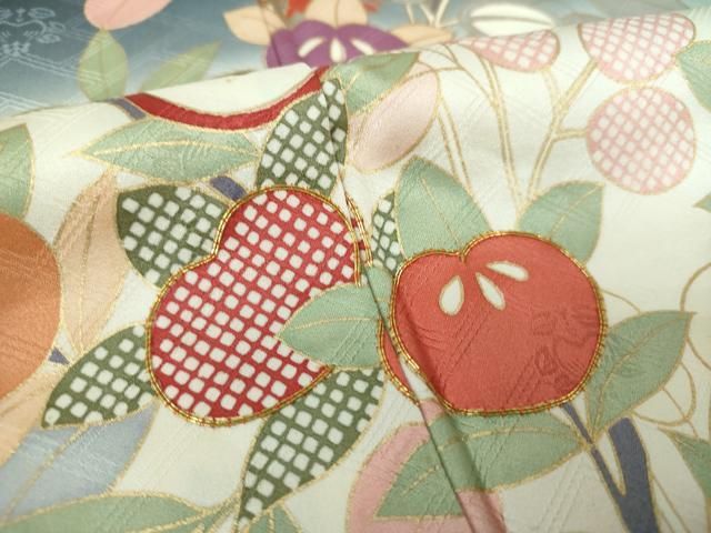 平和屋着物○十日町老舗ブランド 吉澤友禅 吾妻徳穂 振袖 駒刺繍 橘 暈