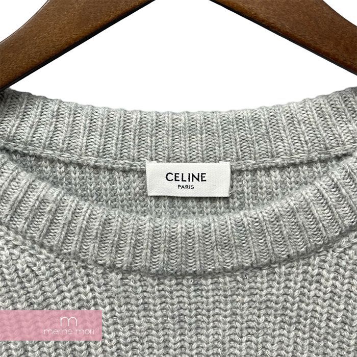 CELINE 2023SS Colored Stone Crewneck Knit Sweater 2AG77445U セリーヌ カラーストーン  クルーネックニットセーター レインボーロゴ ラインストーン 羊毛 エディスリマン グレー サイズXS - メルカリ