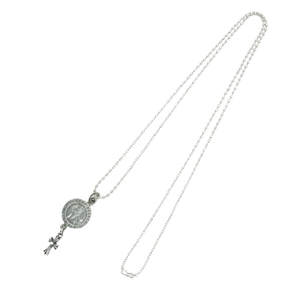 CHROME HEARTS クロムハーツ 原本無 ANGEL MEDAL CRS BBYFAT エンジェルメダル ベイビーファット クロス ペンダントトップ 30inchボールチェーン付き ネックレス シルバー系 HUMELELA_ORG_ZA