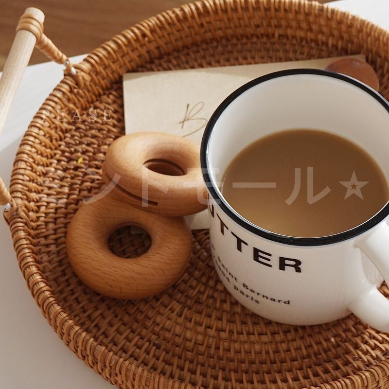 トレー トレイ ラタン 円形 丸型 おぼん 取っ手付き おしゃれ かわいい