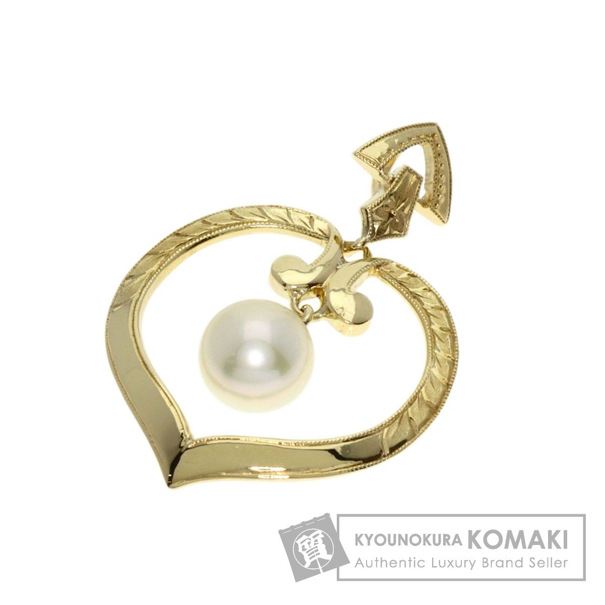 MIKIMOTO ハートモチーフ パール 真珠 ペンダントトップ K14YG