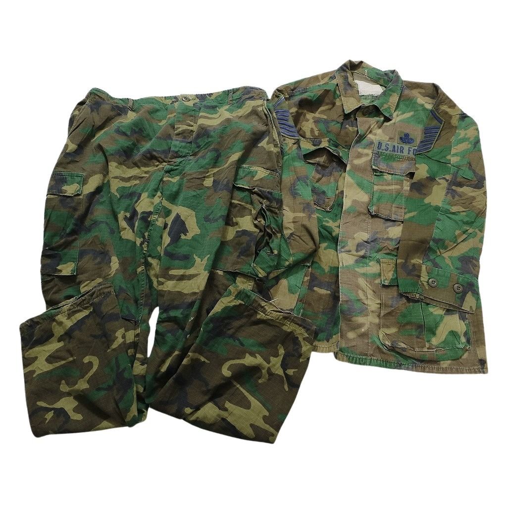 古着卸 まとめ 米軍実物 ミリタリー USMC リーフパターン BDU ジャケット パンツ 2枚セット (メンズ S /XL ) ダックハンターカモ MU6859