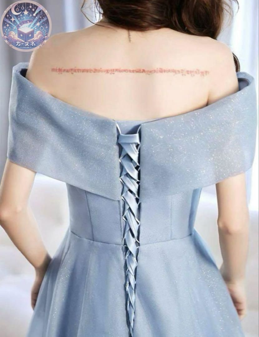 小花柄の様なデザインにリボンのオフショルが可愛い ドレス 新品未使用 小花柄の様なデザインにリボンのオフショルが可愛い