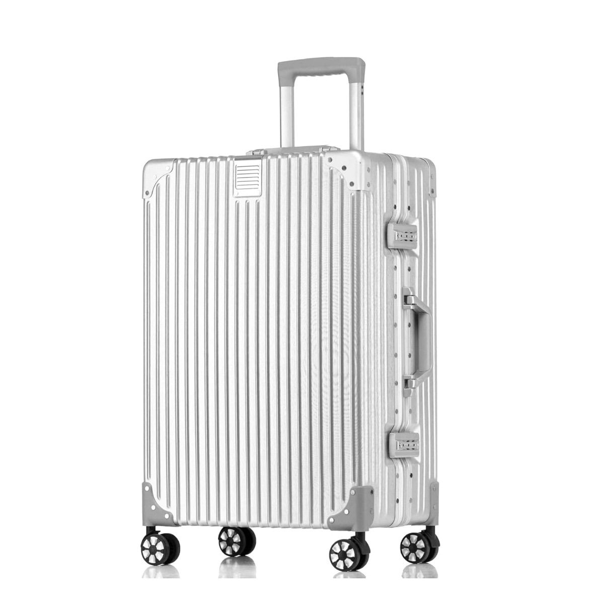 スーツケース アルミフレーム キャリー ケース シルバー M 4~6泊 60L