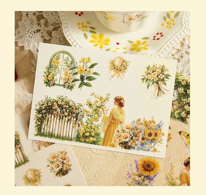 イエロー フレークシール 手帳ステッカー コラージュ素材 和紙