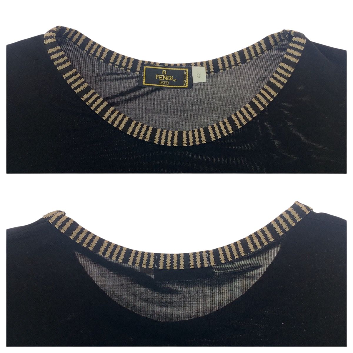 FENDI フェンディ プリントロゴ サイズ42 ブラック 黒 レーヨン/ポリウレタン 半袖Ｔシャツ クルーネック レディース 502838 FENDI フェンディ プリントロゴ サイズ42 ブラック 黒 レーヨン