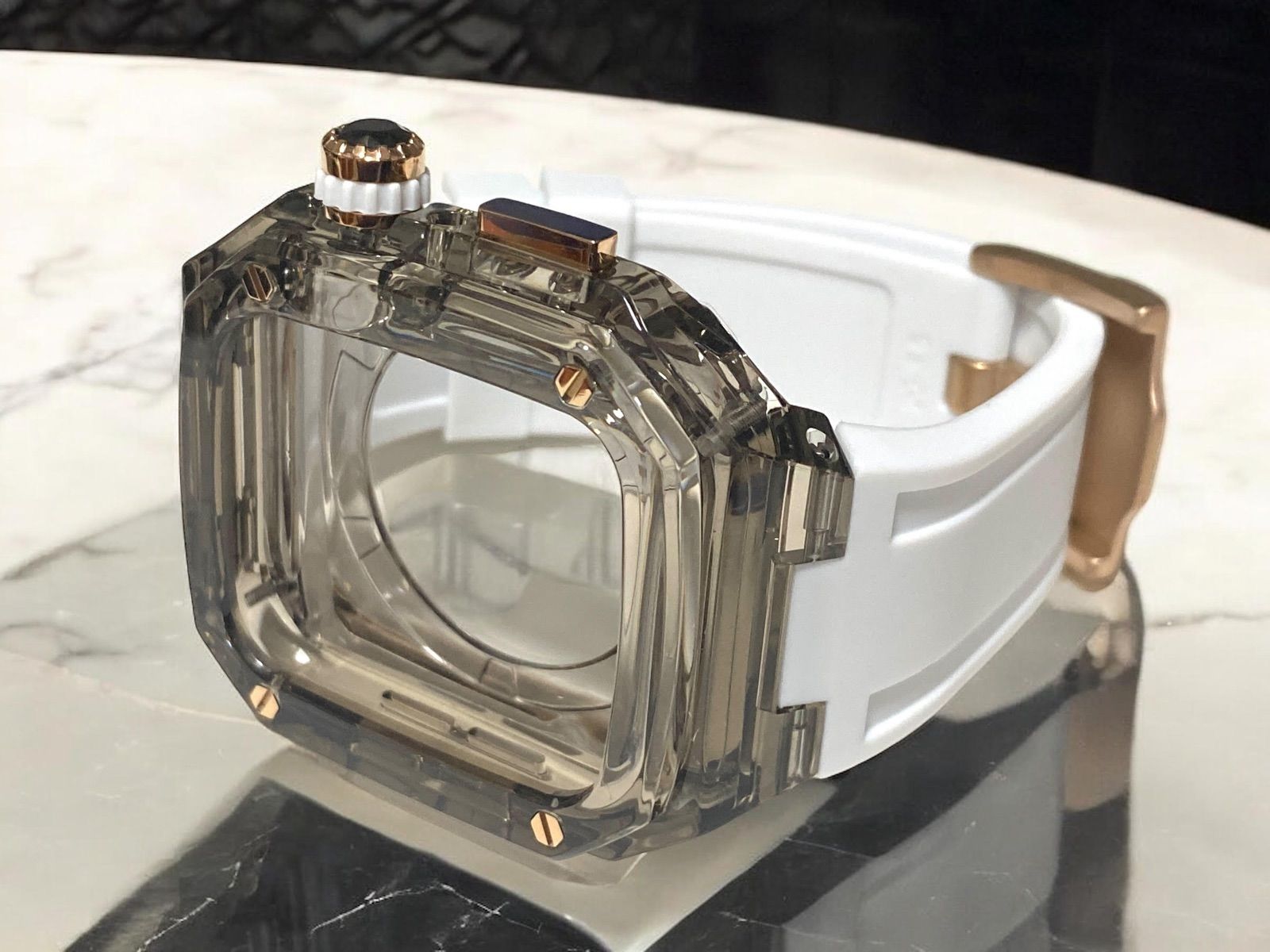 アップルウォッチ ラバーベルト カバー クリア ケース 40mm 41mm 44mm 45mm SE スポーツ メンズ レディース 4スクリュー Apple Watch バンド レディース メンズ スポーツ14