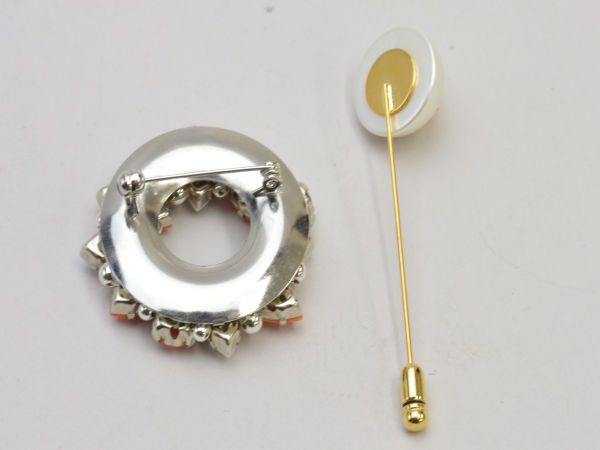 ルネ Rene ブローチ パール ビジュー ピンブローチ シルバー×ゴールド